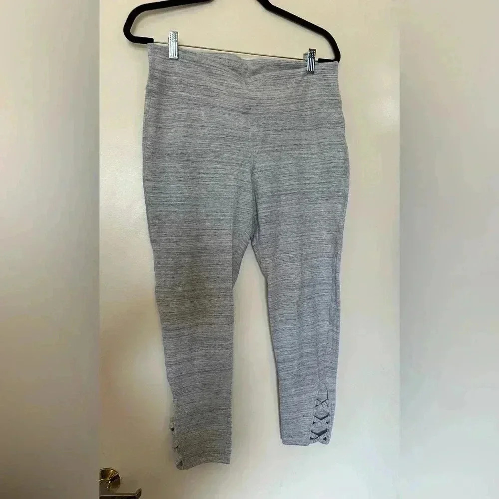 Never Worn Grey GAP Fit Leggings with Criss Cross at Ankles